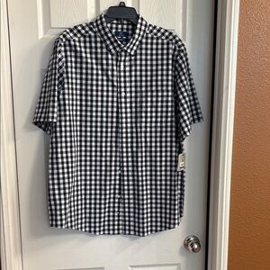 George Men's Black and White Checkered Button Down Shirt
